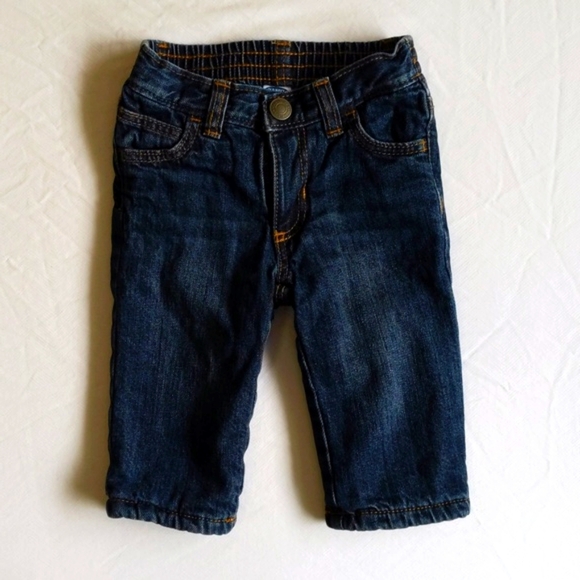 old navy fleece lined straight leg denim jeans 6-12 months baby unisex - Picture 3 of 7
